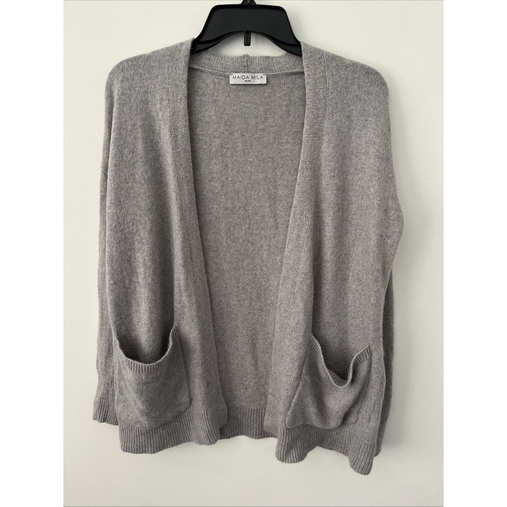 Maida Mila Italy S Gray Cashmere Angora Wool Cardigan Quiet Luxury Capsule Soft
